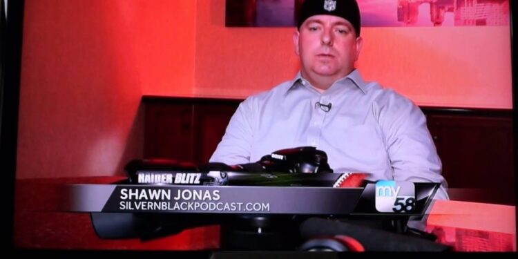 Oakland Raiders – Silver N Black Podcasts' Shawn Jonas on KCRA 3 / My 58 Raiders Blitz Display